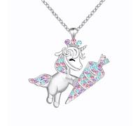 Luckimoli Unicorn Necklace for Girls Crystal Unicorn Carrot Pendant Necklaces Jewelry Gifts for Girls Daughter Granddaughter Niece Birthday
