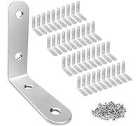 LuckIn 40 Pack Corner Brace 2" x 2", Heavy Duty L Brackets for Shelves and Wood, Stainless Steel Right Angle Bracket with Screws, 50mm x 50mm