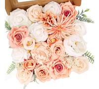 Luckinds Artificial Flowers Combo Box Set Artificial Bouquets Wedding Flowers for Centerpieces Faux Flowers with Stems Peach Roses Artificial Flowers for Decor