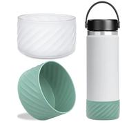 LUCKINEE 2pc Protective Silicone Boot Bumper for Hydro Flask Wide Mouth 32oz 40oz Flask, Silicone Base Sleeve for Owala Freesip/Flip/Twist 40OZ and Other Brand Bottle with 3.56inch Bottom Diameter