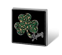 Lucking Clovers Leopards Print Square Enamel Brooch Pin Button Badges Decoration Hat Clothing Bag Accessories Gift Crafts