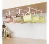 Luckinow 3 Pack Mug Hooks Under Cabinet, Coffee Mug Holder for Hanging Under Shelf, Cup Hanger with 9 Hooks for Displaying Mugs, Coffee Cups and Kitchen Utensils, White