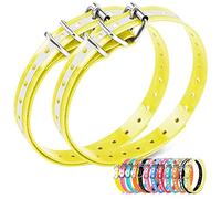 LuckinPET Replacement Collar Strap, Compatible with Petsafe,PATPET,Sportdog,Garmin,Dogtra,etc Most Training Collar/Fence Reciever, 3/4',Reflective,Adjustable,Metal Buckled,Waterproof (Yellow Pack2)