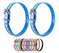 LuckinPET Waterproof Reflective Dog Collar, Collar for Shock Collar and Fence, Easy to Clean, Odourless, Metal Buckle, 1.9 cm Adjustable Size, Durable, Odour-Resistant, TPU, Dog Collar, Blue, Pack of