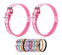 LuckinPET Waterproof Reflective Dog Collar Replacement Strap for Shock Collar and Fence Easy Clean Odorless Dog Collar Metal Buckle 3/4 Inch Adjustable Size Durable Anti-odor TPU Dog Collar Pink Pack2