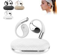 Luckinwish Q39 Ai Earbuds, Clip-On Open Ear Headphones with Real-Time Ai Translation, Bluetooth 5.4, Charging Long Battery Life, Built-in Mic, for Travel Business Learning (White)