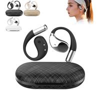 Luckinwish Q39 Ai Earbuds, Clip-On Open Ear Headphones with Real-Time Ai Translation, Bluetooth 5.4, Charging Long Battery Life, Built-in Mic, for Travel Business Learning (Black)