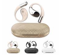 Luckinwish Q39 AI Earbuds, Clip-On Open Ear Headphones with Real-Time AI Translation, Bluetooth 5.4, Long Battery Life, Built-in Mic for Travel, Business & Learning (Khaki)