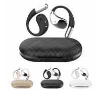 Luckinwish Q39 AI Earbuds, Clip-On Open Ear Headphones with Real-Time AI Translation, Bluetooth 5.4, Long Battery Life, Built-in Mic for Travel, Business & Learning (Black)