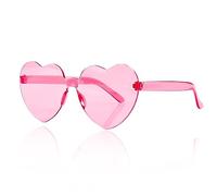 Luckious 1 PC Heart-Shaped Sunglasses - Chic Vintage Heart Shaped Sunglasses,Party Glasses for Fishing, Driving, Party, Beach Party and More!(Pink)