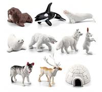 Luckious 10 Pcs Miniature Arctic Animal Models Teaching Settings Easy to Install Durable for Educational Display Realistic Classroom Home Décor Winter Themed Collectible Figurines
