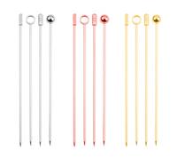 Luckious 12 Pack Stainless Steel Cocktail Picks - Reusable Metal Martini Skewers and Olive Drink Picks Set for Holiday Party Events