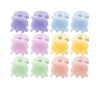 Luckious 12-Piece Hair Claw Clips - Mini Plastic Jaw Clips for Girls and Women, Coffee or Jelly Colors, Small Hair Accessories