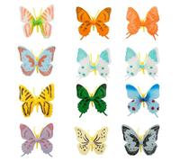 Luckious 12-Piece Miniature Butterfly Figures - Realistic Plastic Butterflies for Dollhouse and Fairy Garden Decor