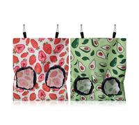 Luckious 2-Pack Rabbit Hay Feeder - Hanging Hay Rack Manger Holder for Guinea Pigs, Bunny Storage Pouch (Red and Green)