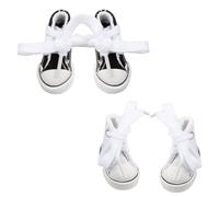 Luckious 2 Pairs Mini Canvas Shoes, Cute Fingerboard Shoes, BJD Doll Accessories, Cotton Doll, Ball Joint Doll Doll Decoration, Children's Gifts, Fingerplay Breakdancing,(Black + White)