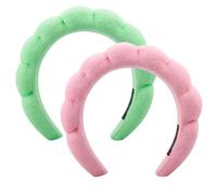 Luckious 2 Pcs Fluffy Sponge Makeup Headband, Women Spa Sponge Headband, Cute Fluffy Headband Makeup Hair Band for Face Washing, Makeup Removal, Skin Care, Shower, Yoga Headband