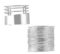 Luckious 2 PCS Geometric Open-Design Metal Bangle for Women - Fashionable Multi-Layered Textured Arm Cuff - Stylish and Minimalist Accessory for Outings and Evening Events(Silver)