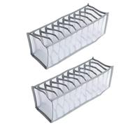 Luckious 2 PCS Grey Clothes Wardrobe Organiser, Foldable Washable Clothes Drawer Organiser, Wardrobe Drawer Divider with Compartments for Baby Clothes, Bras, Underwear, Socks