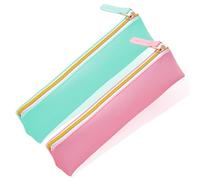 Luckious 2 Pcs Leather Pencil Pen Case Pouch - Slim and Stylish Pen Bags for Students, Offices, and Colleges