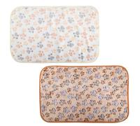 Luckious 2 PCS Pet Blanket Puppy Blanket Soft Warm Blanket, Paw Print Cat & Dog Fleece Blanket Pet Products Suitable for Small Medium Cats & Dogs (Brown White 60 X 40 Cm)