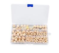 Luckious 220 Pcs Wooden Beads for Crafting - Round Craft Beads Balls with Hole