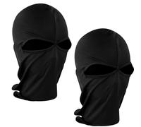 Luckious 2pcs Black Balaclava Mask,Classic Lightweight Black Ski Mask, 2 Hole Full Face Ski Mask for Motorcycle Bike Hunting Cycling