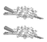 Luckious 2PCS Crystal Hair Clips Bridal Bridesmaid Flower Hair Clips French Rhinestone Flower Hair Clips Glitter Hair Accessories for Party Wedding