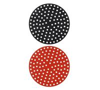 Luckious 2PCS Non-Stick Air Fryer Liners - 8-Inch Heat Resistant Round Reusable Silicone Air Fryer Mats, Easy Clean Kitchen Mat Accessories for Kitchen Baking (Black+Red)