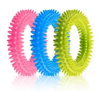 Luckious 3 PCS Interactive Pet Tooth Cleaning Chew Ring Toy - Durable Spike Ring for Dogs - Ideal for Outdoor Play and Dental Care(3 Colors)
