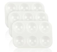 Luckious 3-Piece Rectangular Plastic Painting Palette Set - 6 Wells Each, White, Ideal for Watercolor, Oil Paint & More