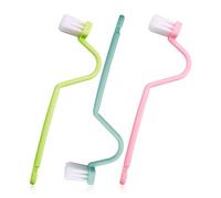 Luckious 3PCS Bending Toilet Brush, Under Rim Cleaning Brush - Efficient Corner Cleaning (Green, Blue, Pink)