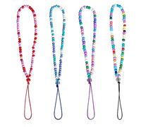 Luckious 4 Pcs Crystal Mobile Phone Straps-19 CM/7.5 Inches, Ceramic Rice Beads, Mobile Phone Beaded Lanyards for Mobile Phones, Cameras, Wallets, MP3s, USB Flash Drives, Keychains
