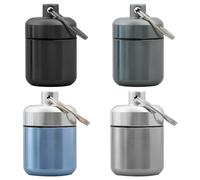 Luckious 4 Pcs Round Small Pill Box Organiser, Metal Pill Box with Keychain, Outdoor Travelling Pocket Pill Box, Ensure Medication Safety, Easy to Access