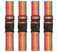 Luckious 4 PCS Universal Luggage Strap - Adjustable Rainbow Travel Suitcase Strap for Secure Luggage Packing and Travel