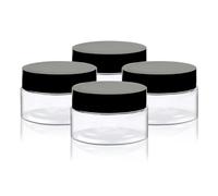 Luckious 4PCS 30G Empty Jars - Wide Mouth Travel Storage Cosmetic Cream Jar, Clear Round Plastic Bottle, Clear Round Plastic Container for Cream, Sample, Cosmetic Storage With Black Lid