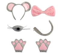 Luckious 5 PCS Mouse Costume Set Adorable Mouse Ears Headband for Cosplay,Halloween,and Parties Easy to Wear Animal Accessory