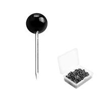 Luckious 500 Pcs Map Pin, Round Pin 4mm Round Head Map Pin, Black Stainless Steel Tip Pins, Plastic And Stainless Steel Pins For Wall Peg Board, Bulletin Boards