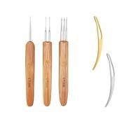 Luckious 5PCS Dreadlock Hook Tool Set - Hair Crochet Needle Kit with 3 Different Hook Needles and 2 Hair Locking Tools for Braid Craft DIY Weaving Crafts (0.7MM)
