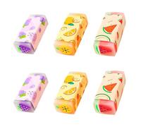 Luckious 6PCS Cute Fruit Erasers - Set of 6 Pencil Eraser Rubbers for Kids, Long-Lasting Erasers for School, Office, Drawing, and Party Favors (Oranges, Watermelon, Blueberries)