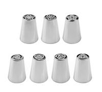 Luckious 7 PCS Stainless Steel Flower Piping Tips Set - Complete Cake Decorating Nozzles for Floral Designs - Versatile Baking Tools for DIY Projects