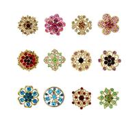 Luckious Brand 12 PCS Crystal Button Brooches - Rhinestone Scarf Buckle, Floriated Brooches Pins for DIY Corsage Bouquets - Hand Bouquet Costume Accessories