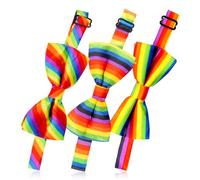 Luckious Brand 3 PCS Adjustable Rainbow Bow Ties - Comfortable and Adjustable Formal Pride Bow-ties for LGBT Parties with Style and Confidence