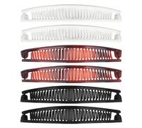 Luckious Brand 6 Pieces Banana Hair Clip Set: Versatile Hair Accessories for Effortless Styling - Wave Hair Clip Fork Hair Accessories for Women Girls (Black and Red and White)