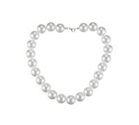 Luckious Brand Round Imitation Pearl Choker Necklace - White Pearl Necklace for Women, 18mm