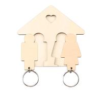 Luckious Brand Wooden Couples Key Holder for Wall Plaque - Key Chain Organizer with 2 Keyrings for House Keys - Stylish Home Decor Key Accessories