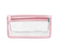 Luckious Clear Pencil Case Bag - Dual Zipper Organizer for Stationery, Pens, Makeup - Ideal for School, Office, and Travel (Blue or Pink)
