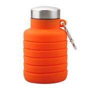 Luckious Collapsible Water Bottle: Silicone Travel Essential, Foldable Gym Bottle, Leak-proof Hiking Accessories - Available in Orange or Gray