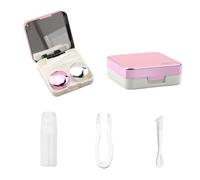 Luckious Color Contact Lens Case with All-Round Protection Travel Contact Lens Cases with Mirror, Leak-Proof, Integrated Seal Ring（Rose Red or Rose Gold）
