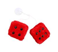 Luckious Fluffy Dice for Car - Car Hanging Furry Dice Pair of Retro Square Car Pendant with Dots for Car Interior Ornament Decoration, Car Mirror Hanging Accessories (Red/Purple)